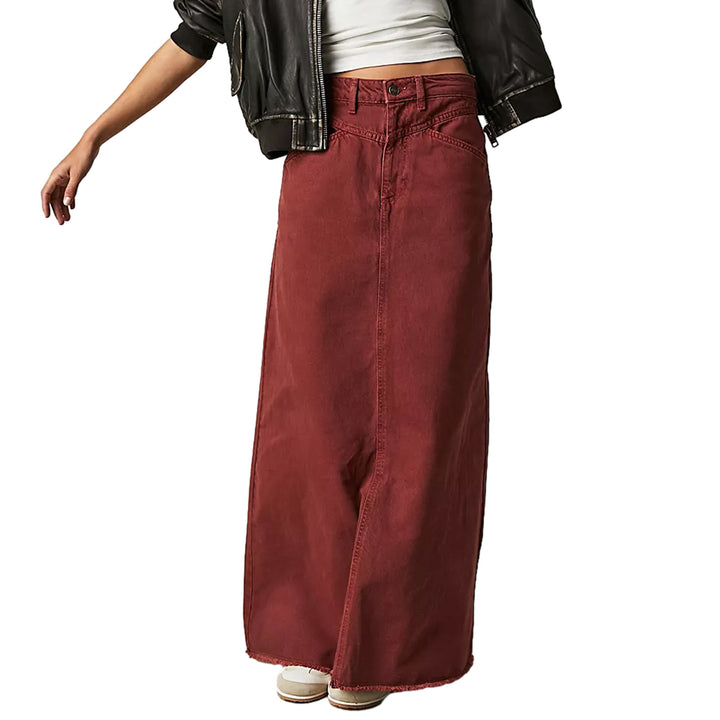 Damen Maxirock aus schwarzem Denim mit seitlichen Taschen und lässigem Schnitt Echo Archiv