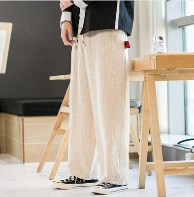 Herren Lässige weite Hose aus atmungsaktivem Stoff mit elastischem Bund und seitlichen Taschen Echoarchiv