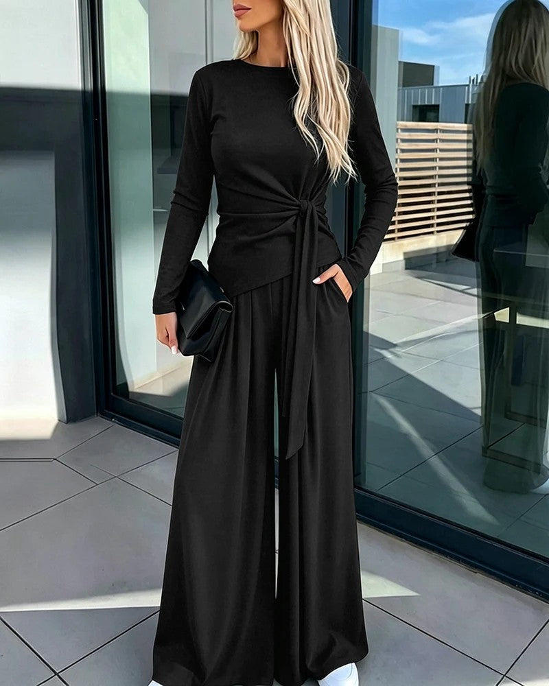 Damen Elegantes Wickeloberteil mit weitem Hosen Echo Archiv