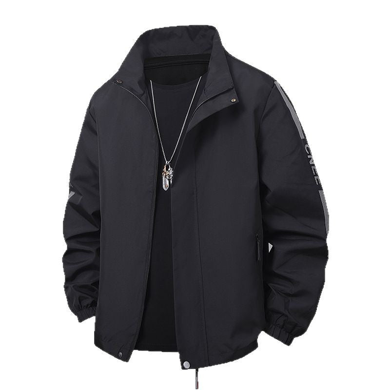 Herren Minimalistische technische Freizeitjacke mit hohem Kragen, verdecktem Reißverschluss und elastischen Bündchen Echo Archiv