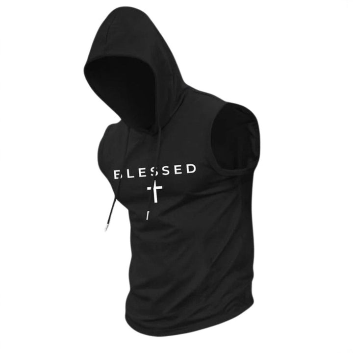 Herren nan ärmelloses Kapuzen-Sweatshirt mit Slogandruck und athletischer Passform Echo Archiv