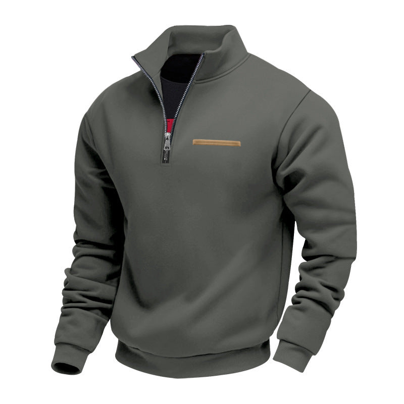 Herren nan Halbzip-Sweatshirt aus schwerem Fleece mit Stehkragen und verdeckter Brusttasche Echo Archiv