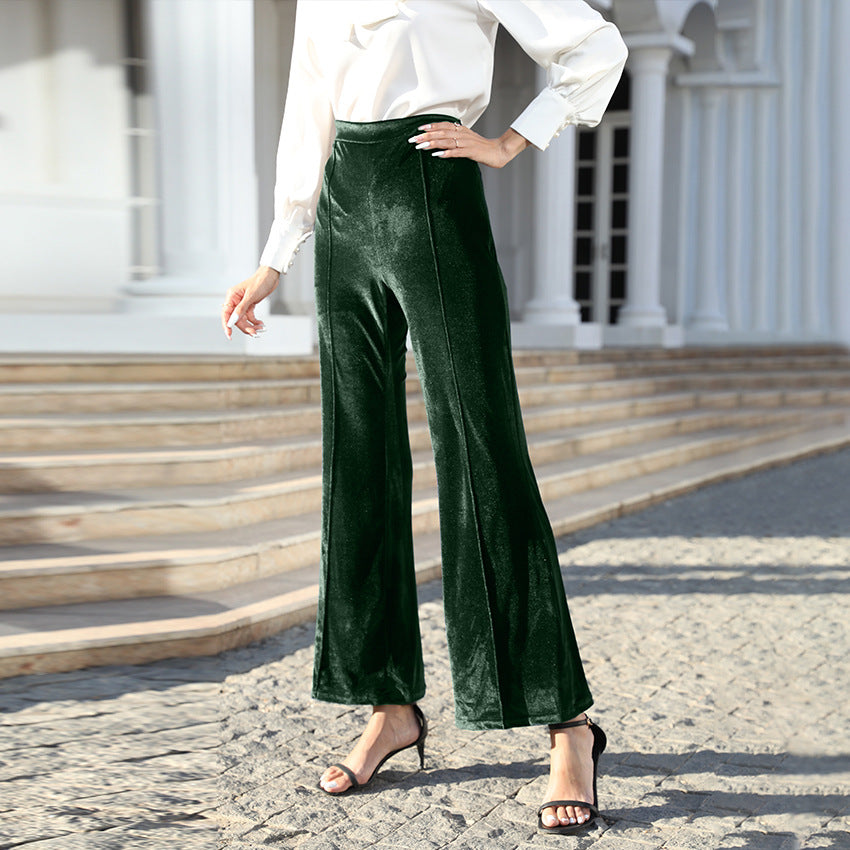 Damen Hochtaillierte Samtweite Hosen Echoarchiv