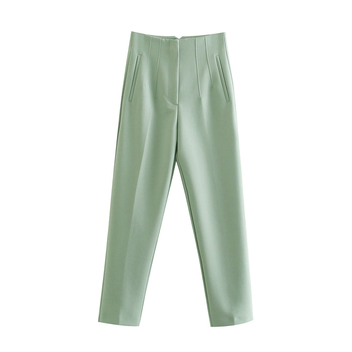Damen Hochtaillierte tapered Anzughose mit Bügelfalte und Paspeltaschen Echo Archiv
