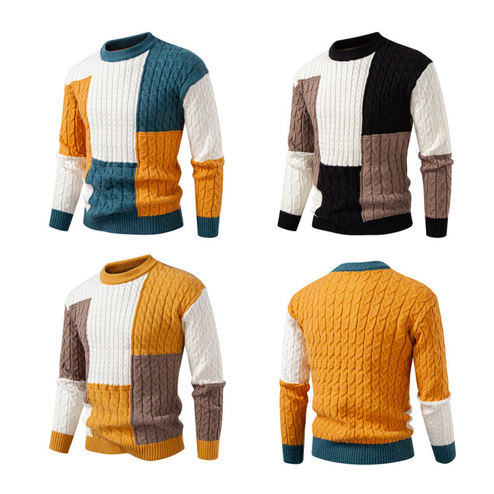Herren modischer Strickpullover mit kreativer Farbblock-Optik Echoarchiv