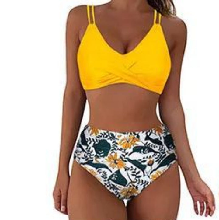 Damen Trendiger Hochschnitt-Bikini mit Raffung Echo Archiv