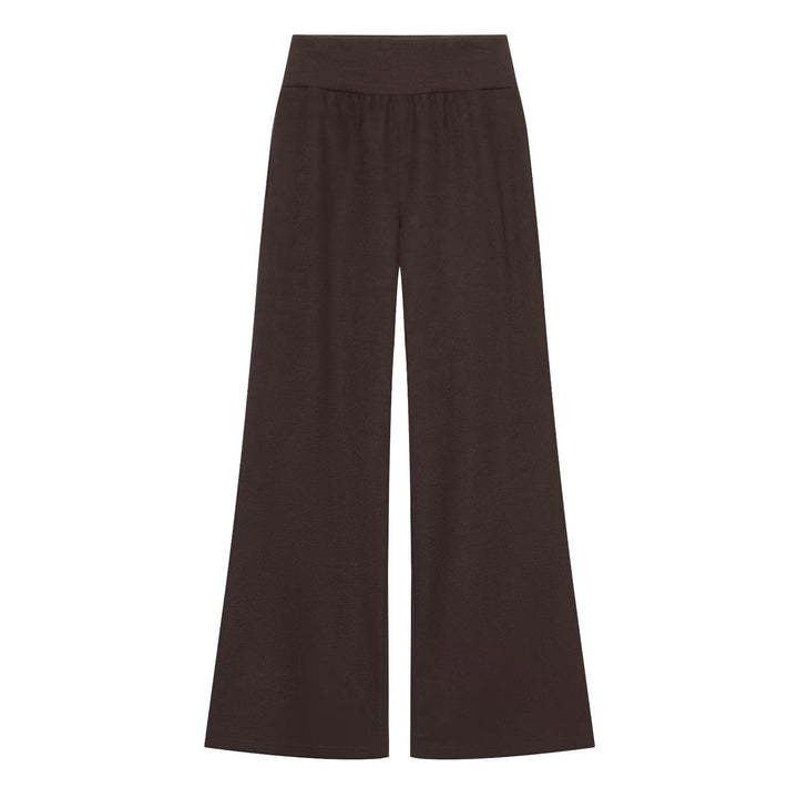 Damen Weite Jersey-Palazzohose mit hohem Rippbund und ausgestelltem Bein Echoarchiv
