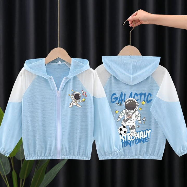 Unisex nan leichte atmungsaktive Kinder-Sommerjacke mit Kapuze und Astronautenprint  Echo Archiv