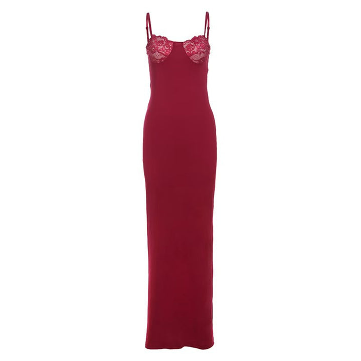Damen Körperbetontes Maxikleid mit Spitzenakzenten Echo Archiv