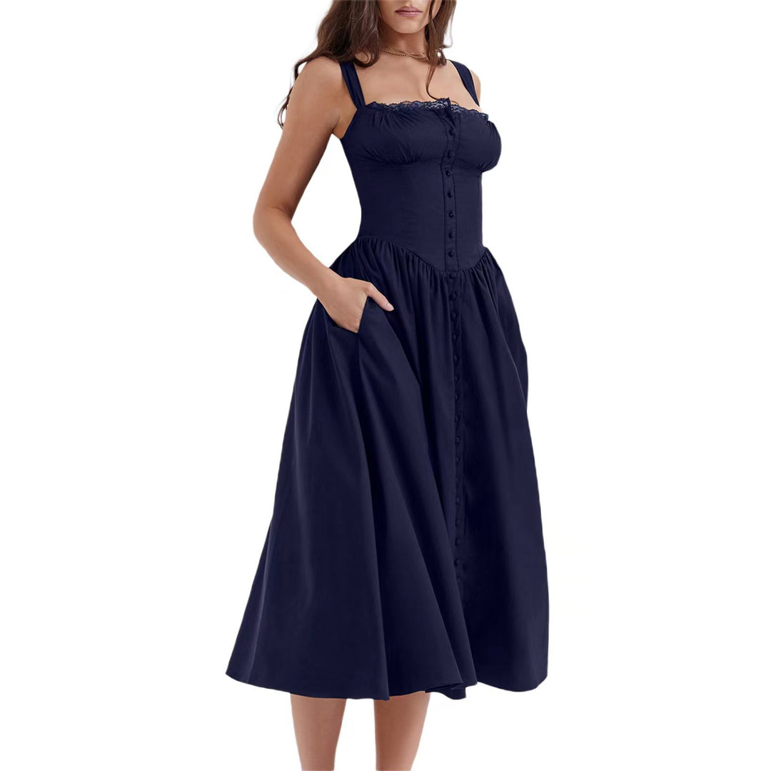 Damen Maxi-Kleid mit knöpfbarem Oberteil und schwingendem Rock Echo Archiv