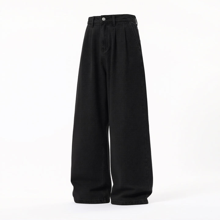 Damen Ultraweite High‑Waist Denim‑Palazzo‑Hose mit Bundfalten Echo Archiv