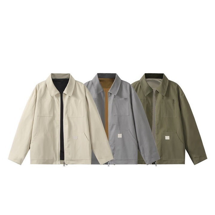 Herren Utility-Worker-Jacke mit durchgehendem Reißverschluss, aufgesetzten Taschen und geradem Schnitt Echoarchiv