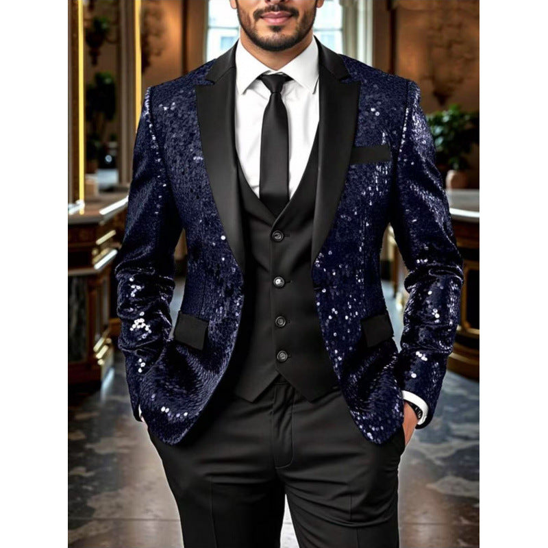 Herren Glamouröser Pailletten-Smokingblazer Echoarchiv 1761380182