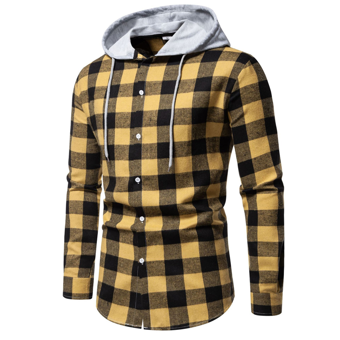 Herren Karo-Hemdjacke mit Kapuze und modernem Schnitt Echoarchiv