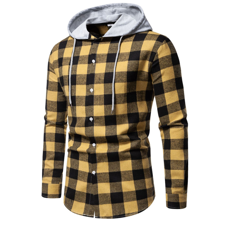 Herren Karo-Hemdjacke mit Kapuze und modernem Schnitt Echoarchiv