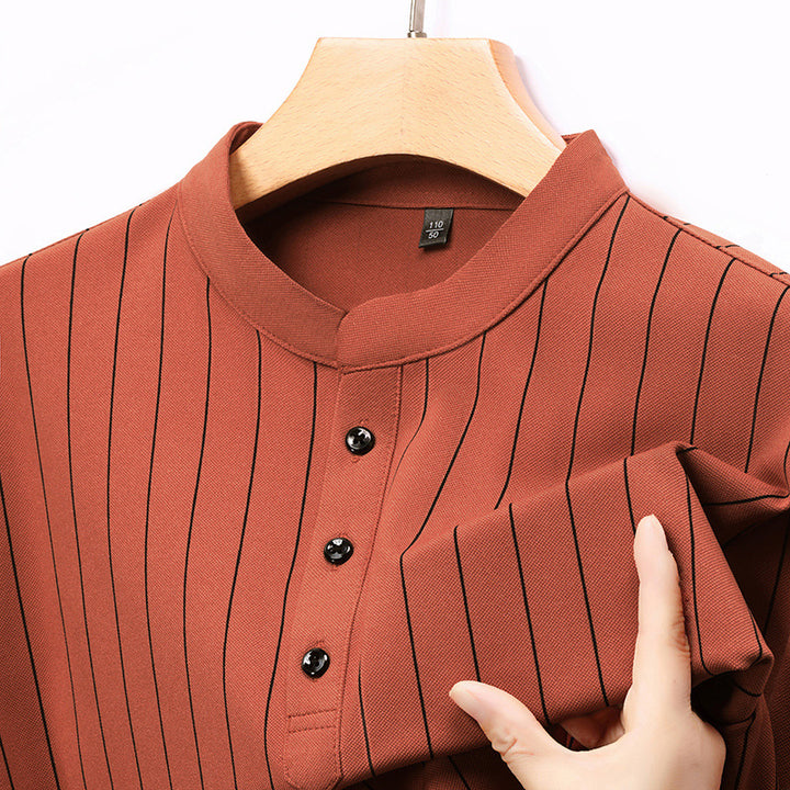 Herren Poloshirt mit elegantem Streifenmuster und hochwertiger Knopfleiste Echoarchiv