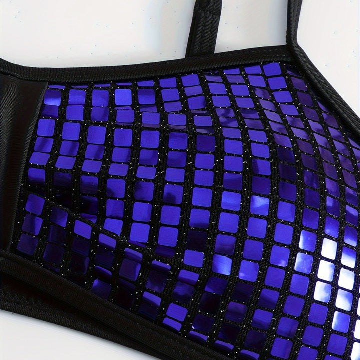 Damen Crop-Bikini-Top mit glitzerndem Netzdesign Echo Archiv