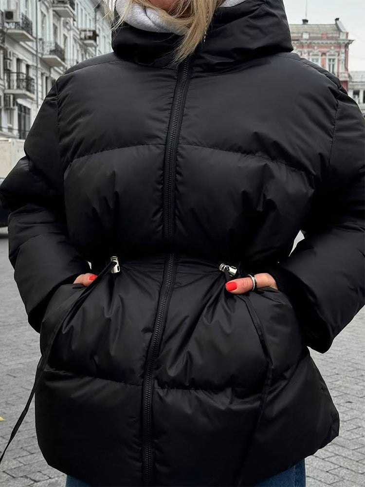 Damen Wattierte Taillierte Steppjacke mit Tunnelzug & hohem Stehkragen Echoarchiv
