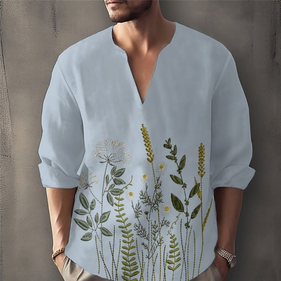 Herren lässiges Hemd mit kunstvollem Blumenmuster Echoarchiv