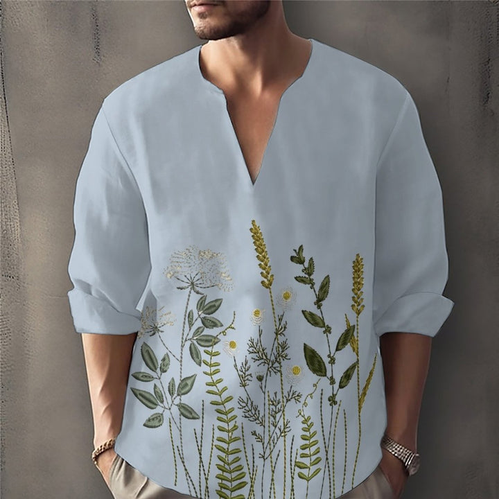 Herren lässiges Hemd mit kunstvollem Blumenmuster Echoarchiv