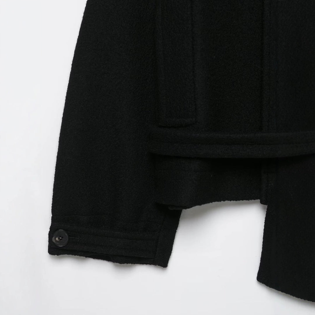 Damen Boxy-Capejacke in Wolloptik mit hoher Kragenblende und Knebelverschlüssen Echo Archiv