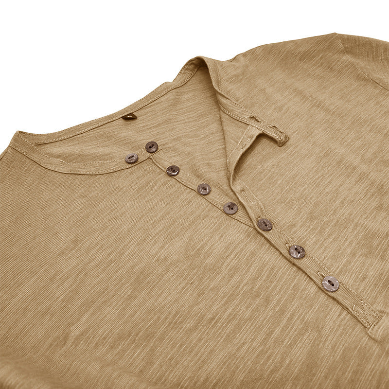 Herren Hemd im Henley-Stil mit modischen Knöpfen Echoarchiv