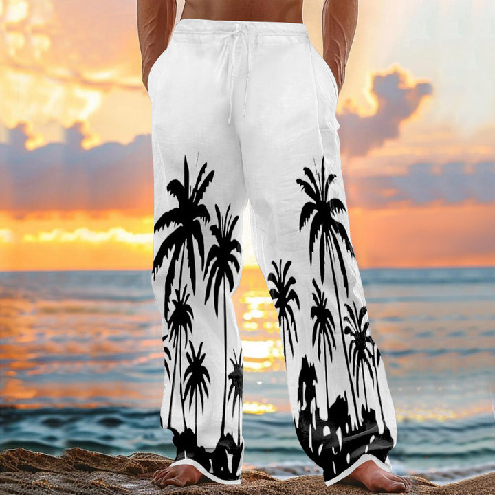 Herren entspannte Strandhose mit Palmenmotiv Echoarchiv
