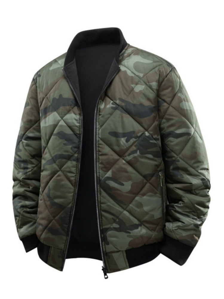 Herren Gestepptes Camouflage-Bomberjacke mit Rippbündchen und Zweiwege-Reißverschluss Echo Archiv