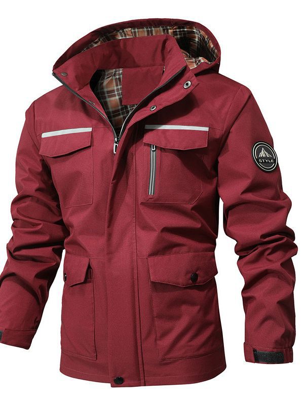 Herren Wasserabweisender Softshell-Parka mit Kapuze, reflektierenden Einsätzen und Multifunktionstaschen Echoarchiv
