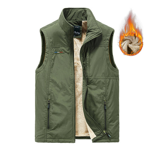 Herren Windabweisende Canvas‑Weste mit Teddyfleece‑Innenfutter und Stehkragen Echo Archiv
