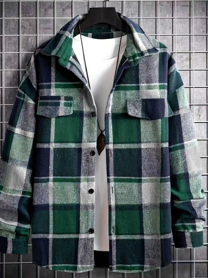 Herren nan weite Karo-Hemdenjacke aus weichem Flanell mit aufgesetzten Brusttaschen Echo Archiv