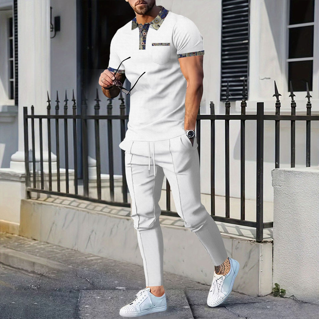 Herren modernes Freizeit-Outfit mit farbenfrohem Kragen und lockerer Passform Echoarchiv