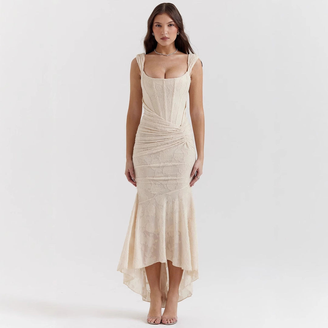 Damen Elegantes Maxikleid mit raffinierten Rüschen und schmeichelndem Schnitt Echoarchiv