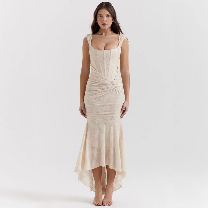 Damen Elegantes Maxikleid mit raffinierten Rüschen und schmeichelndem Schnitt Echoarchiv