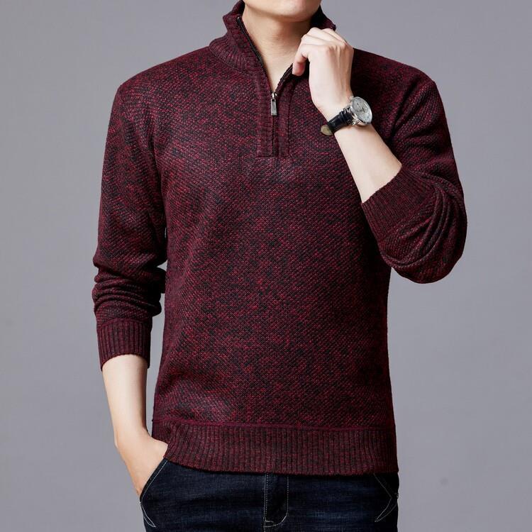 Herren Strickpullover mit modernem Stehkragen und strukturierter Oberfläche Echoarchiv