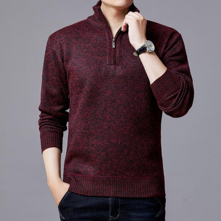 Herren Strickpullover mit modernem Stehkragen und strukturierter Oberfläche Echoarchiv