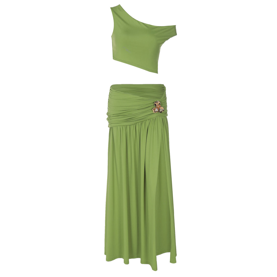 Damen Elegantes Off-Shoulder Maxikleid mit seitlichem Schlitz und raffiniertem Bund – Valéora