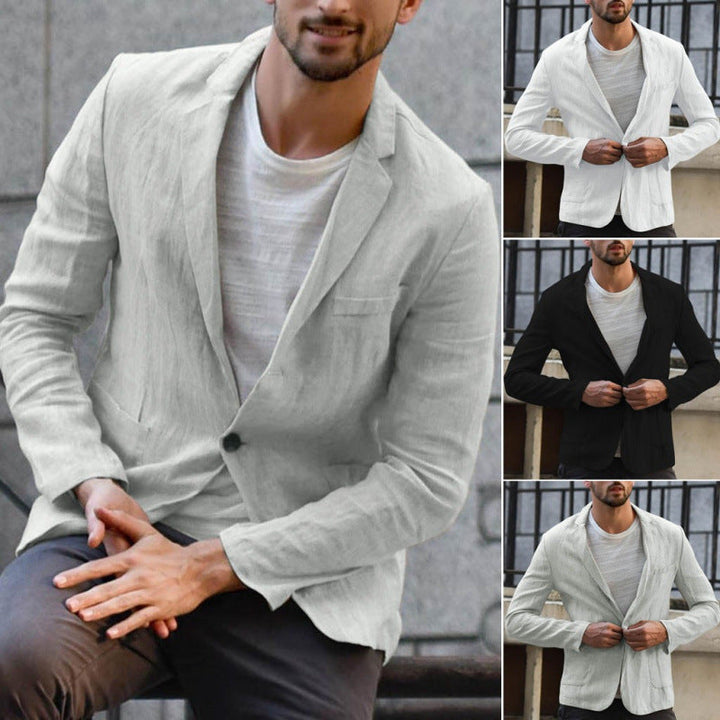 Herren eleganter Leinen-Blazer mit modernem Schnitt und Taschen Echoarchiv