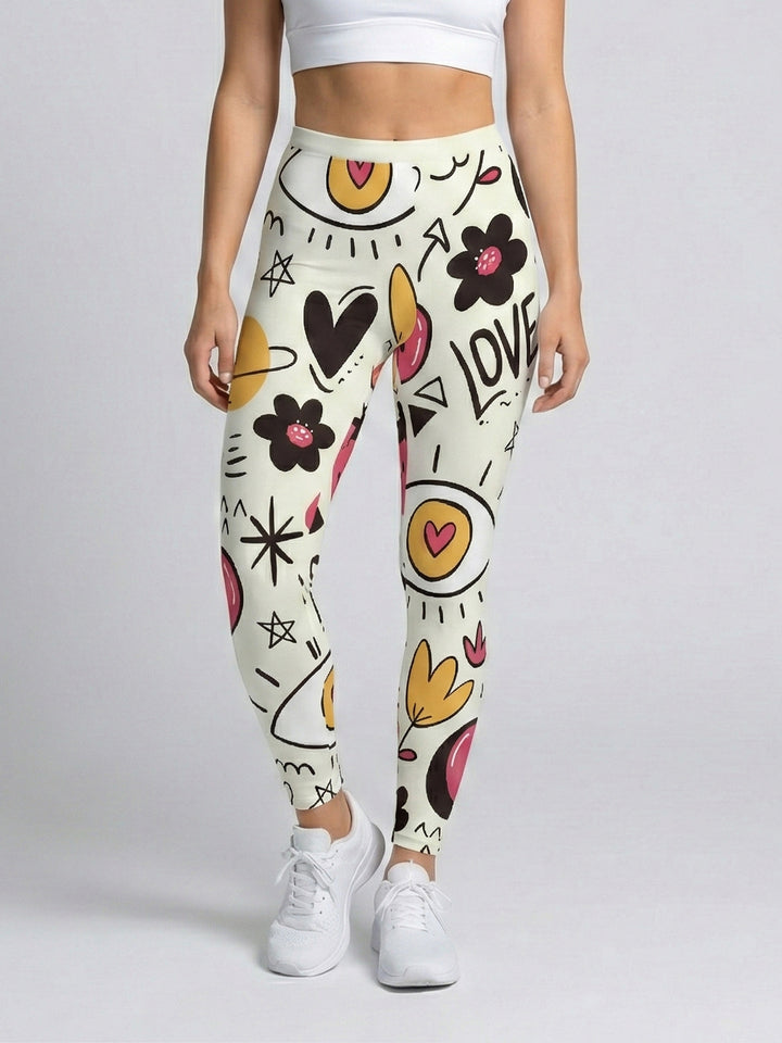 Damen Sportleggings mit stylischem Sternen-Design und hohem Bund Echo Archiv