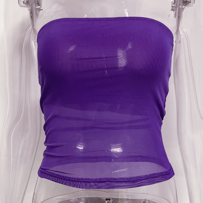 Damen bandeau Top im transparenten Design mit elastischem Material Echo Archiv