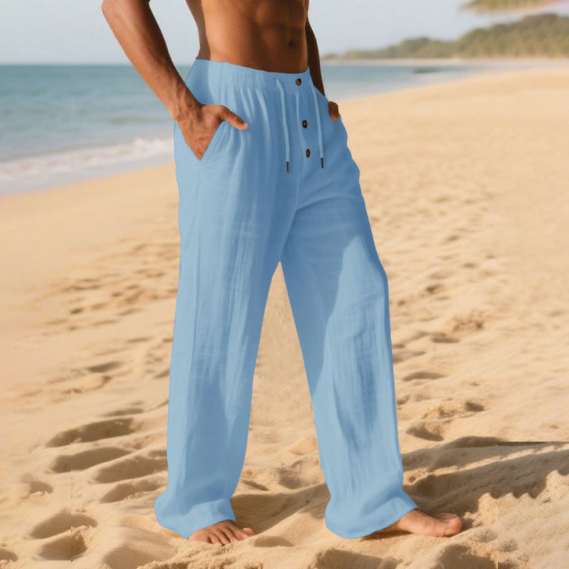 Herren Bequeme Sommerfreizeithose mit elastischem Bund und modernen Knopfdetails Echoarchiv