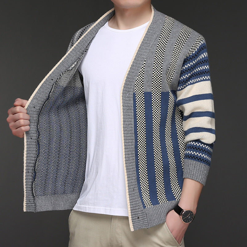 Herren modische Strickjacke mit V-Ausschnitt und elegantem Strukturdesign Echoarchiv