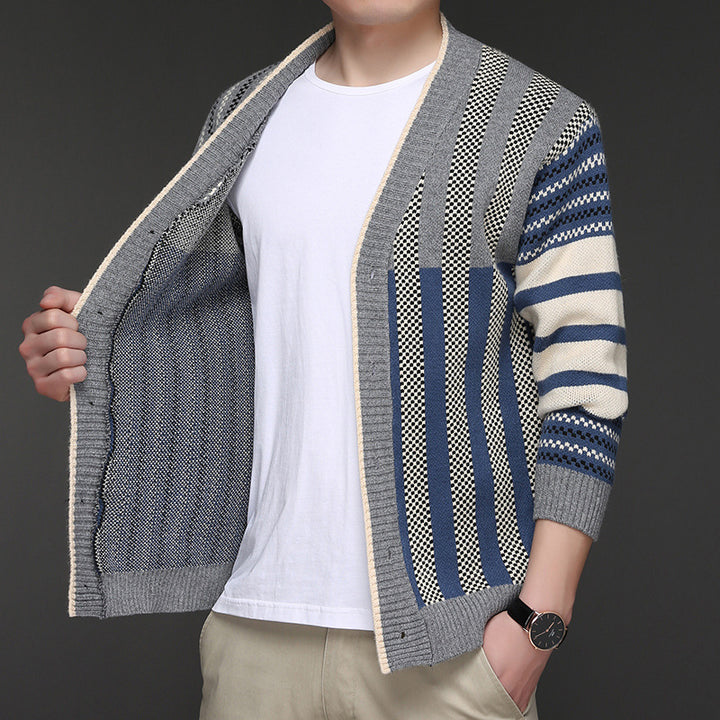 Herren modische Strickjacke mit V-Ausschnitt und elegantem Strukturdesign Echoarchiv