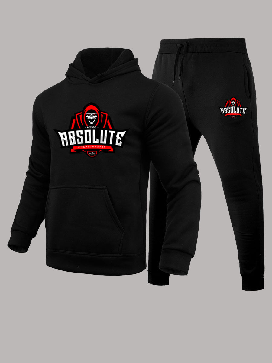 Herren Kapuzenpullover und Jogginghose Set mit sportlichem Grafikdruck Echoarchiv
