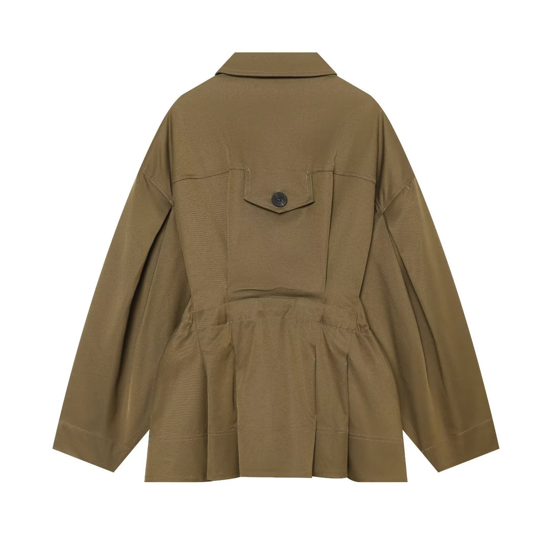 Damen Kurzjacke im Utility‑Stil mit weitem Schnitt und großen Klappentaschen Echoarchiv