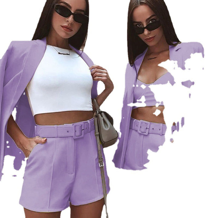Damen Elegantes Zweiteiliges Blazer‑Shorts‑Set mit tailliertem Reversblazer und High‑Waist Shorts – Valéne