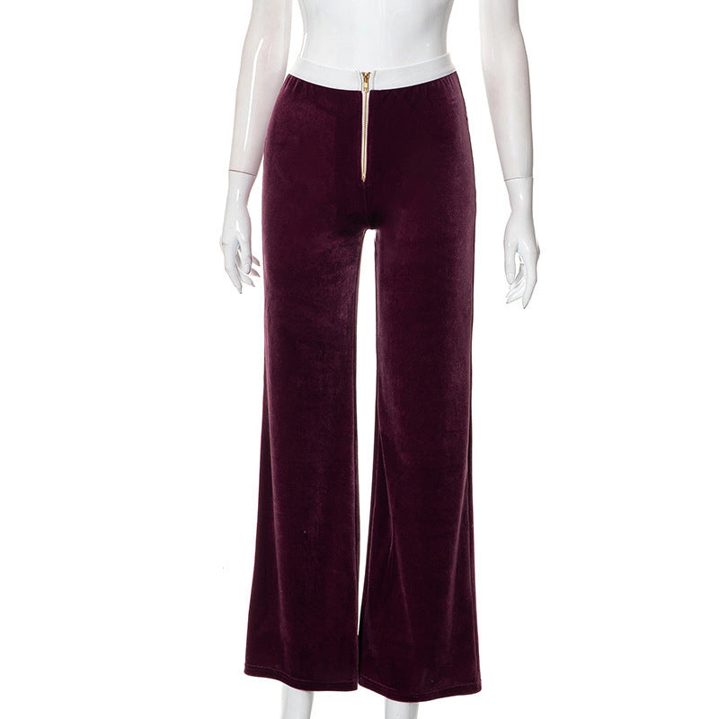 Damen elegante Stoffhose mit hohem Bund und dekorativem Reißverschluss Echo Archiv