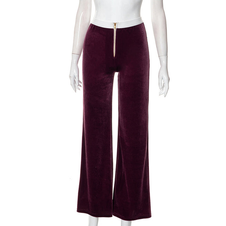 Damen elegante Stoffhose mit hohem Bund und dekorativem Reißverschluss Echo Archiv
