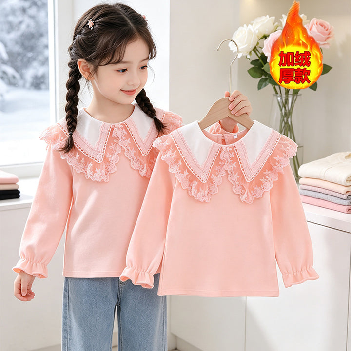 Mädchen Bluse mit romantischem Rüschenkragen und edlen Stickereien Echo Archiv
