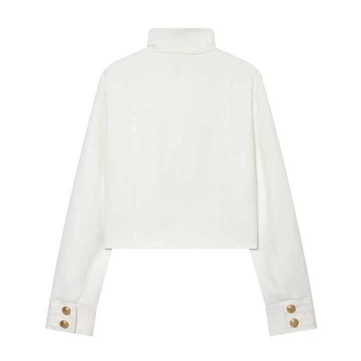 Damen Cropped Uniformjacke im Militärstil mit Stehkragen und Zierknopfleiste Echo Archiv